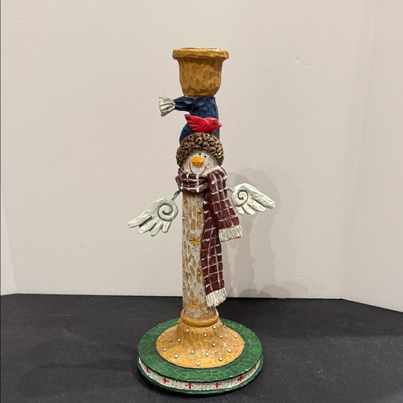 Other - Country Christmas Folk Art Festive Snowman Candle Holder
